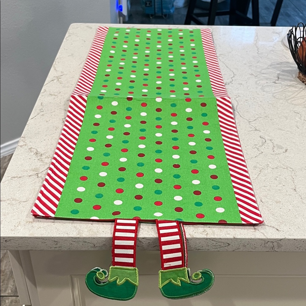 Hobby Lobby Festive Elf Table Runner - Green, Red, White
